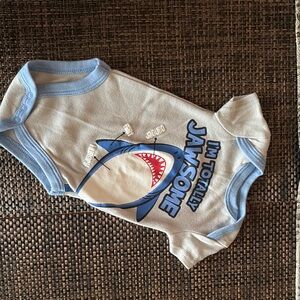Shark Print Blue and White Baby Onesie